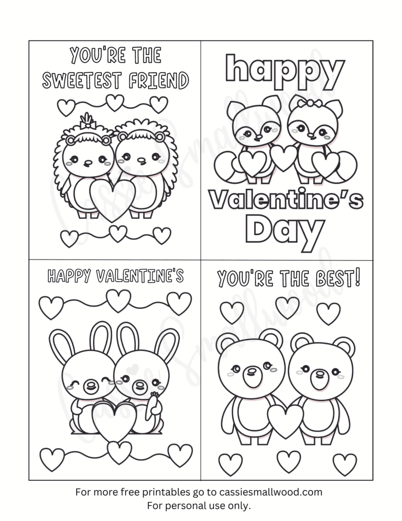 93 Cutest Printable Valentine&amp;#039;S Day Cards To Color - Cassie Smallwood intended for Free Printable School Valentines Cards