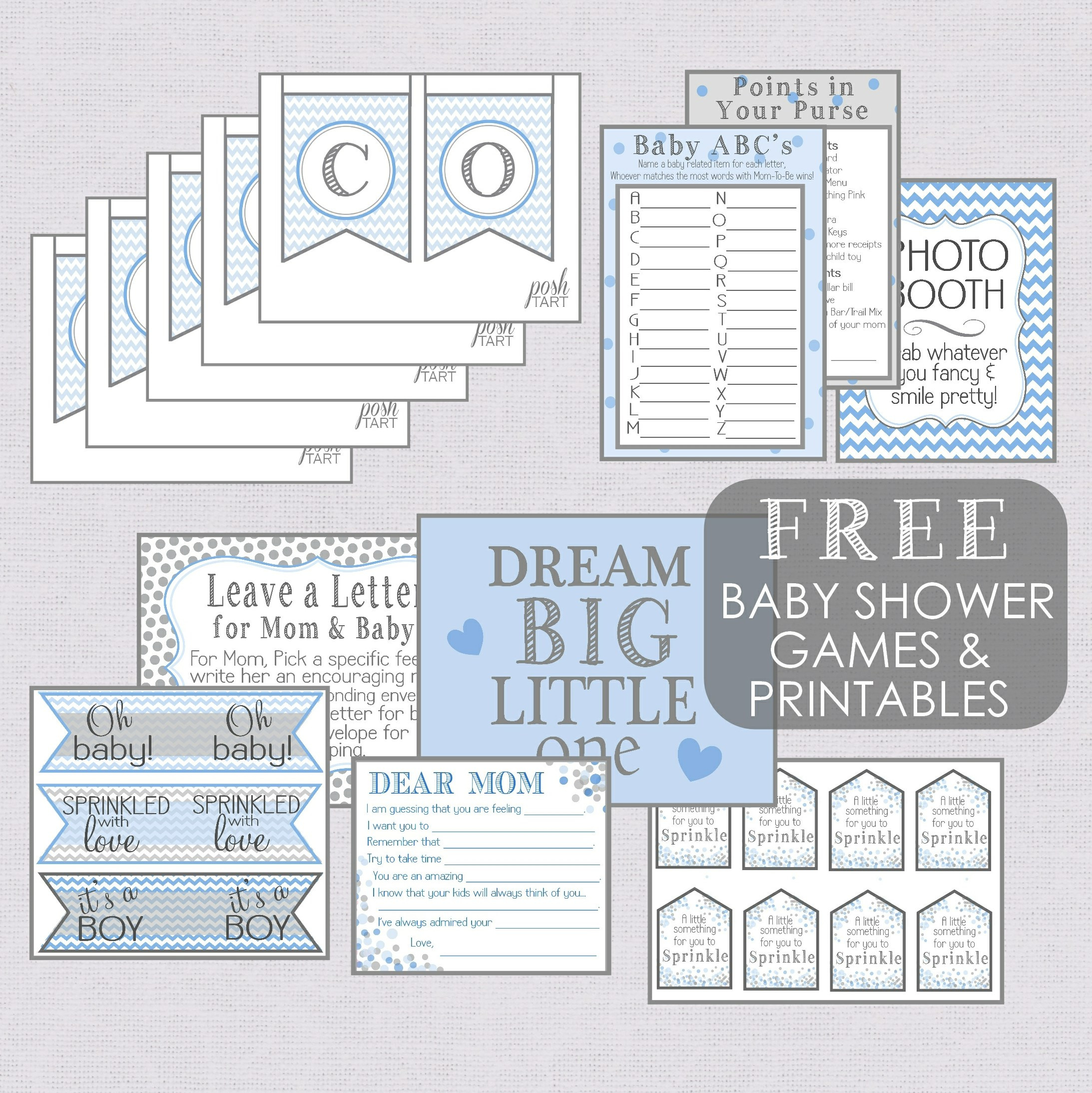 A Boy {Sprinkle} – Free Baby Shower Printables | Posh Tart pertaining to Free Printable Baby Shower Decorations For A Boy