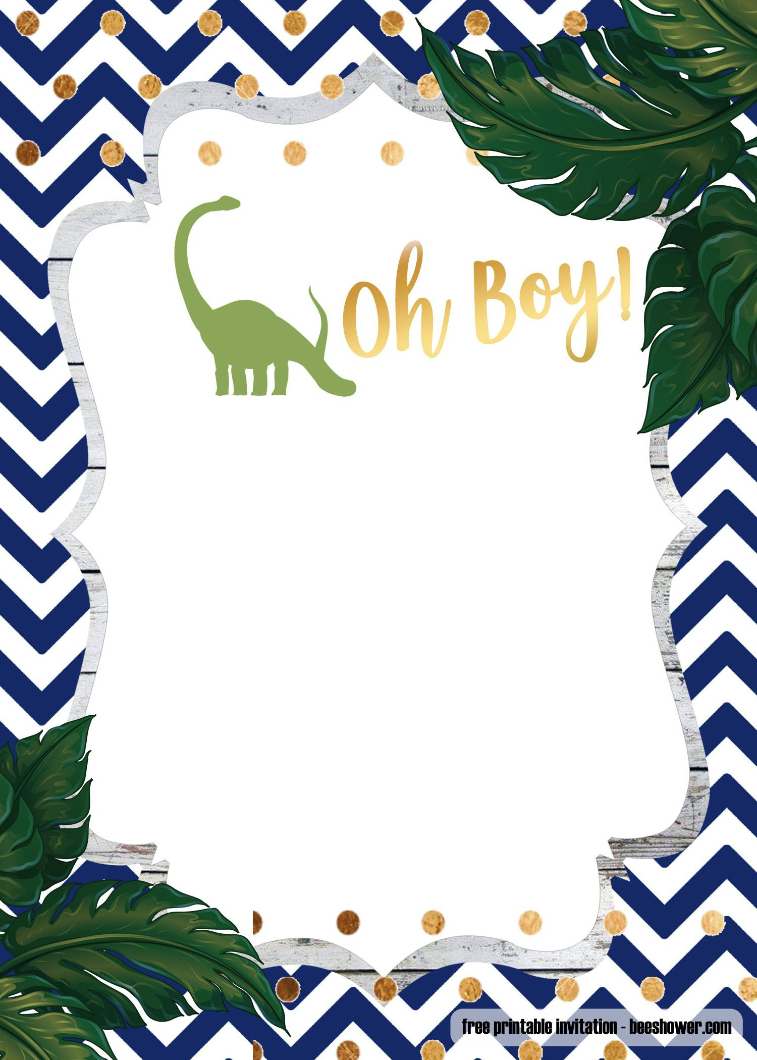 A Dinosaur Template For Your Baby Shower Invitation with regard to Free Printable Dinosaur Baby Shower Invitations