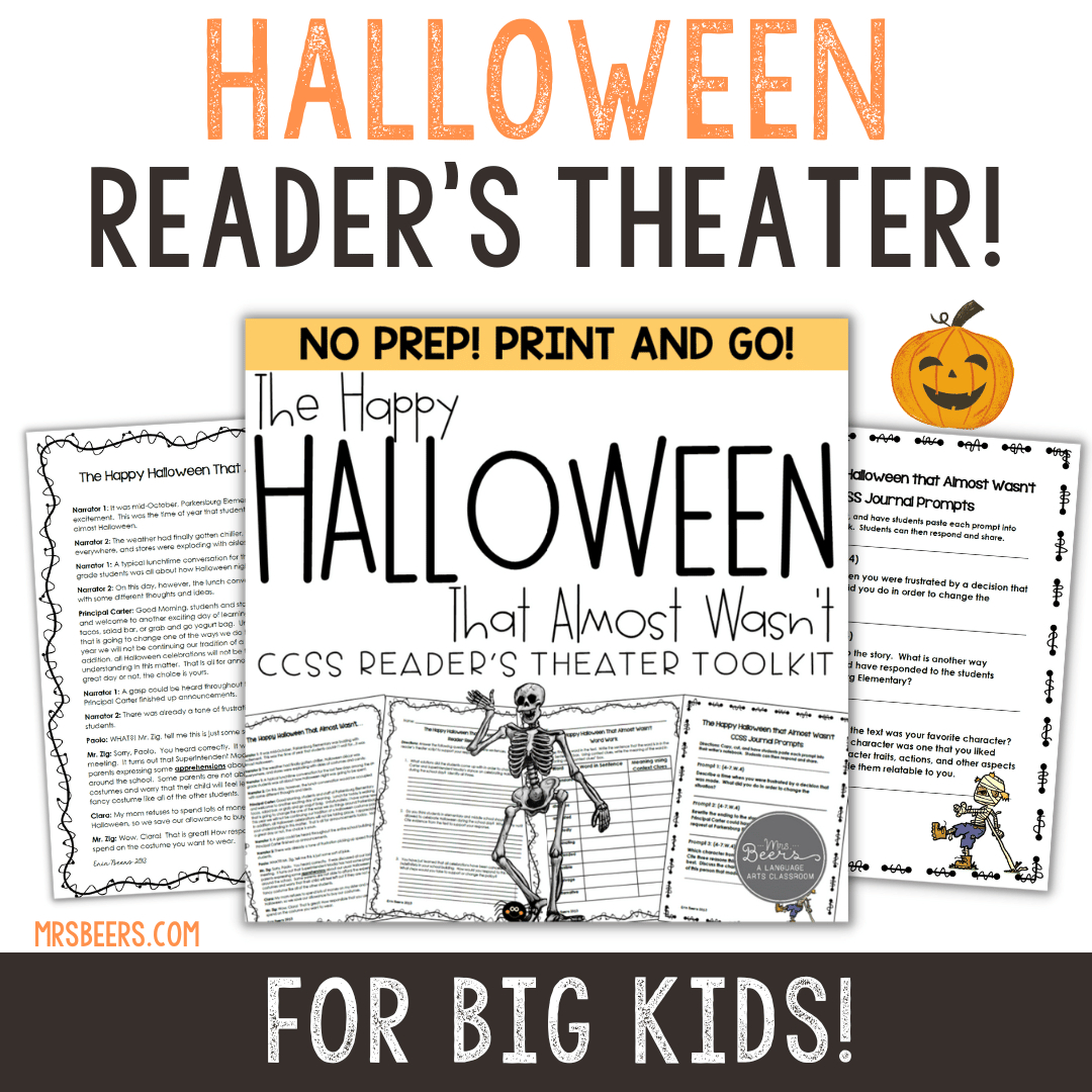 A Fun Halloween Reader'S Theater Script For Middle School Ela! with Free Printable Halloween Play Scripts