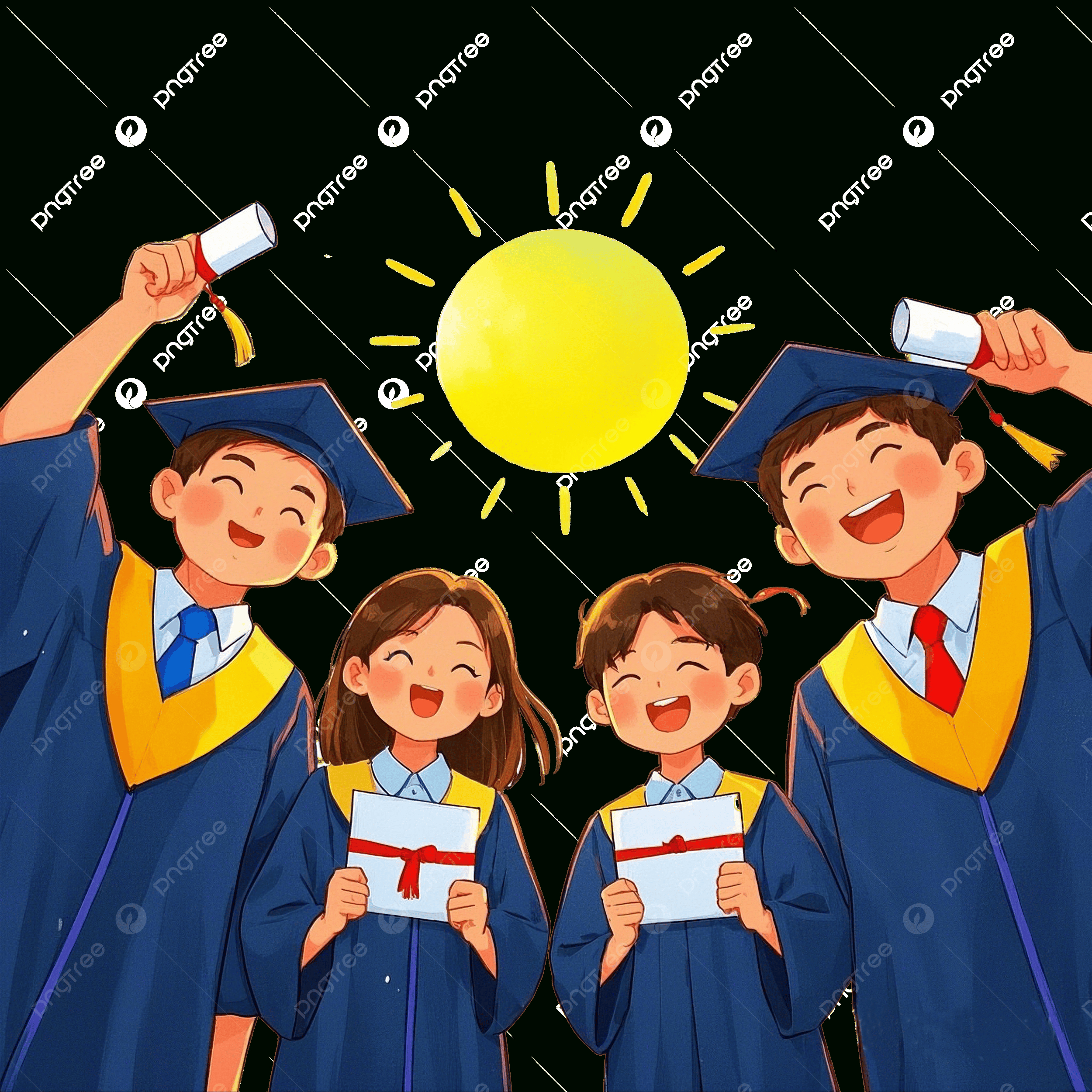 A Group Of Cute Kids Graduation Cartoon Images, Graduation Clipart throughout Free Printable Kindergarten Graduation Clipart