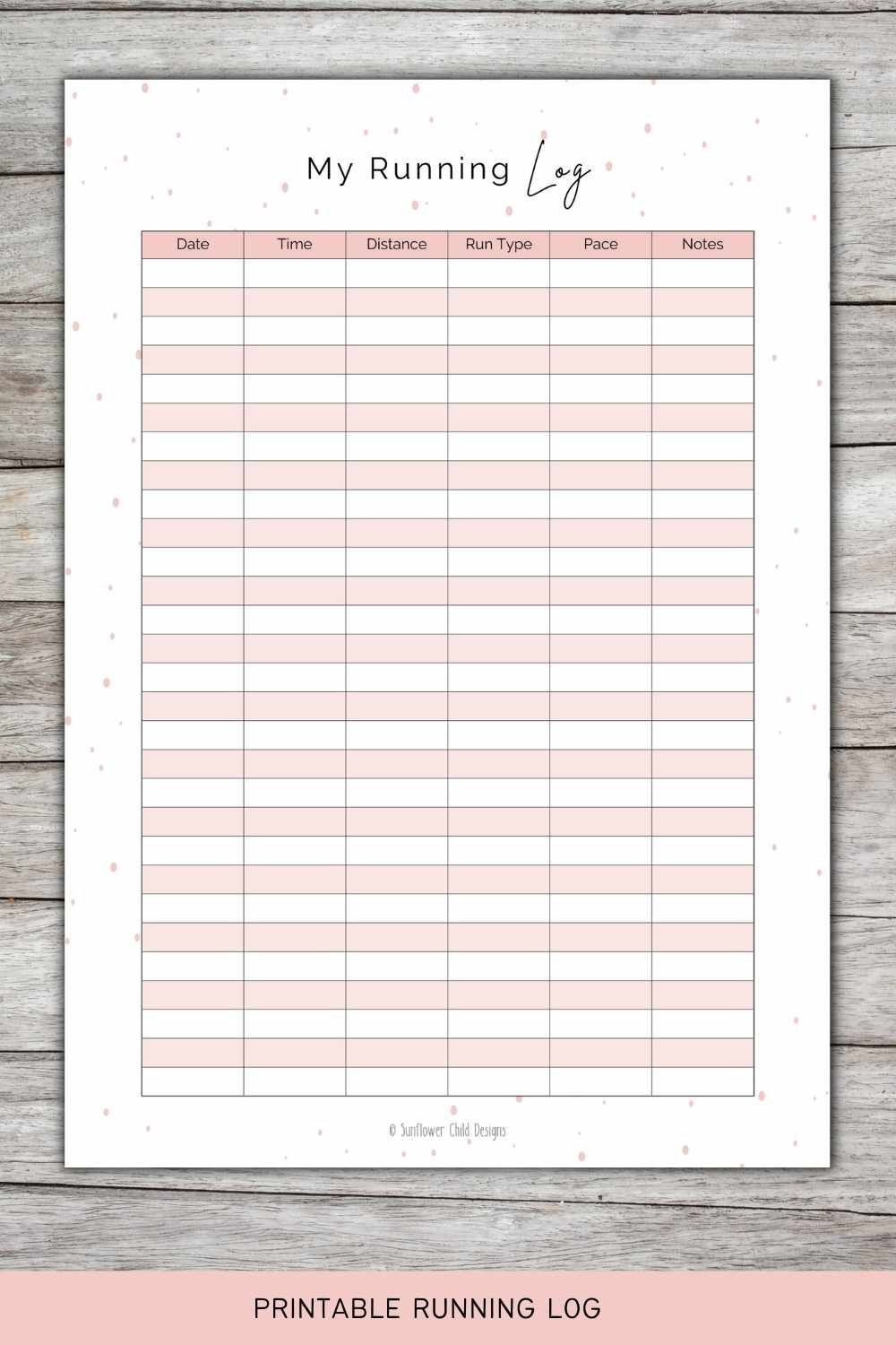 A Simple Running Log | Pink Aesthetic Printable — Sunflower Child with Free Printable Running Log