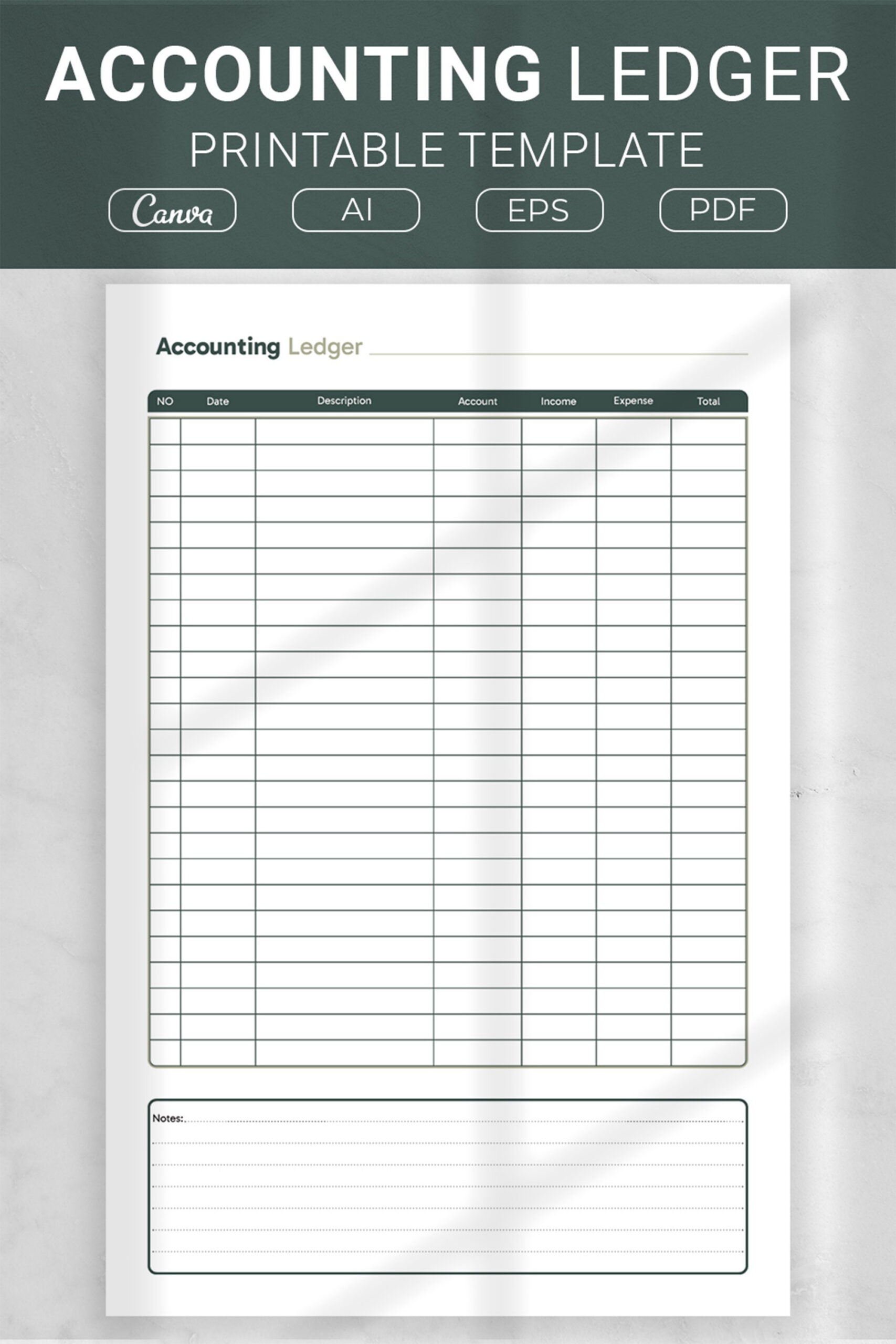 Accounting Ledger Printable Template (2820309) within Free Printable Accounting Ledger