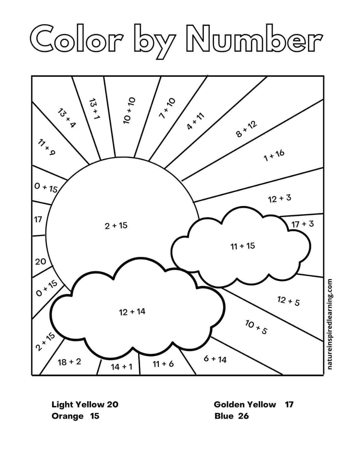 Addition Colornumber Worksheets - Nature Inspired Learning within Free Printable Math Coloring Worksheets For 2Nd Grade
