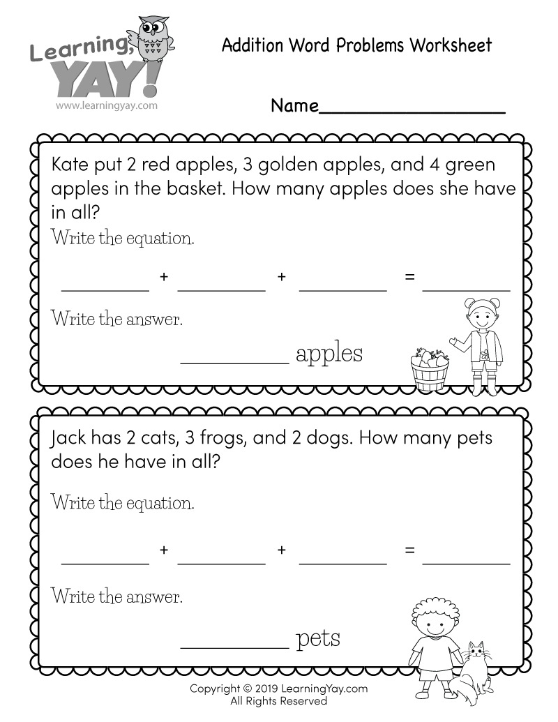 Addition Word Problems Worksheet For 1St Grade (Free Printable pertaining to Free Printable Math Worksheets Word Problems First Grade