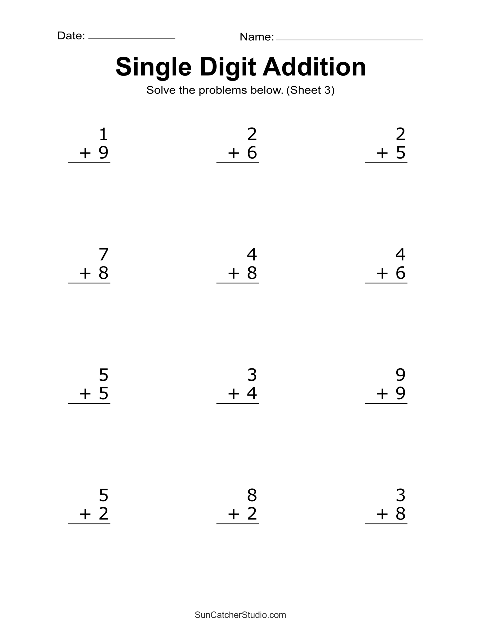Addition Worksheets (Free Printable Easy Math Problems) – Free inside Free Printable Math Worksheets