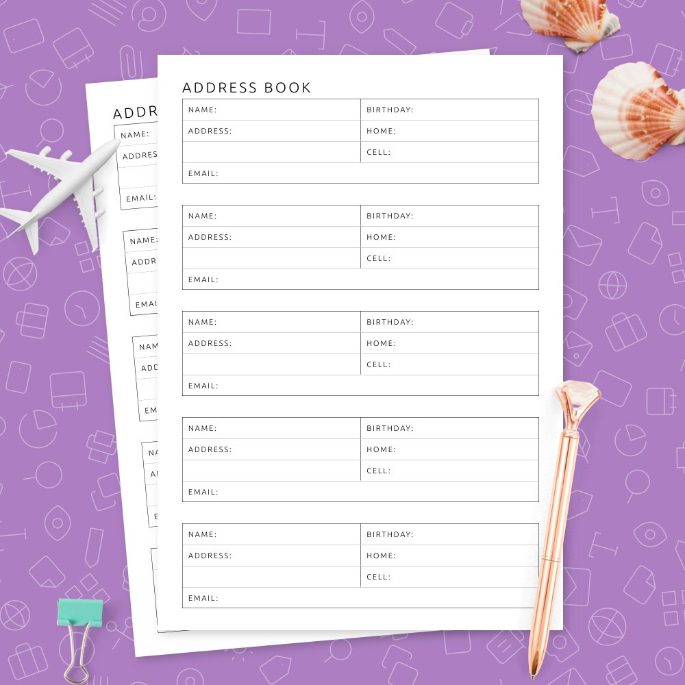 Address Book Template within Free Printable Address Book Pages