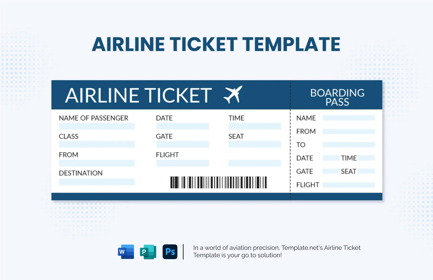 Airline Ticket Template In Word, Publisher, Psd - Download within Free Printable Airline Ticket Template