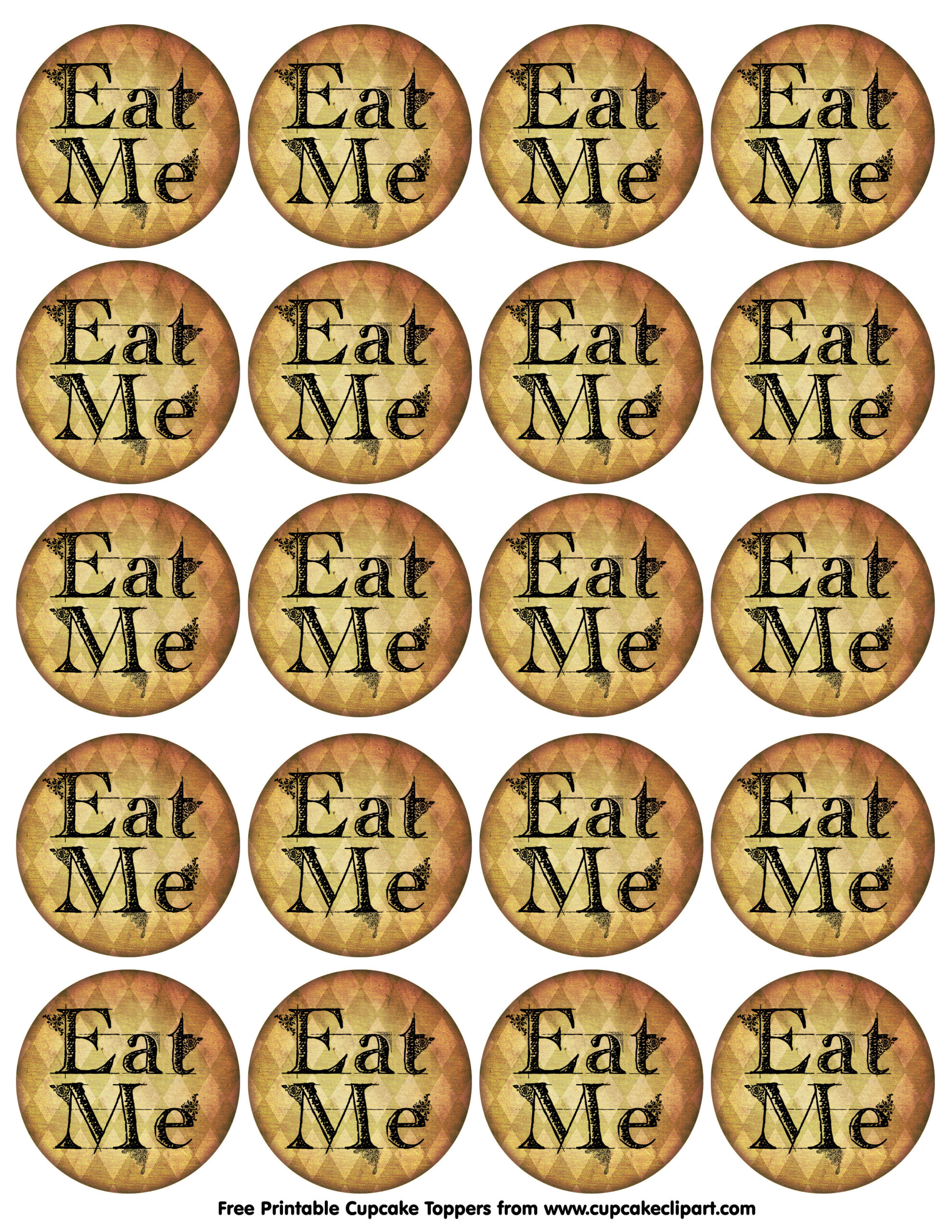 Alice In Wonderland Cupcake Toppers | Cupcake Clipart in Alice In Wonderland Cupcake Toppers Free Printable