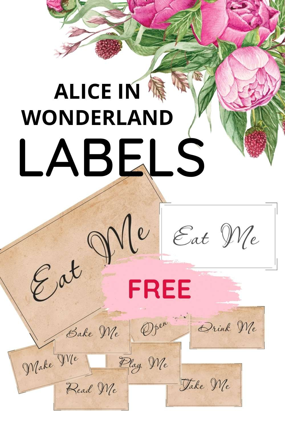 Alice In Wonderland Printables (Labels: Eat Me, Drink Me Etc.) with Free Printable Alice In Wonderland Eat Me Tags