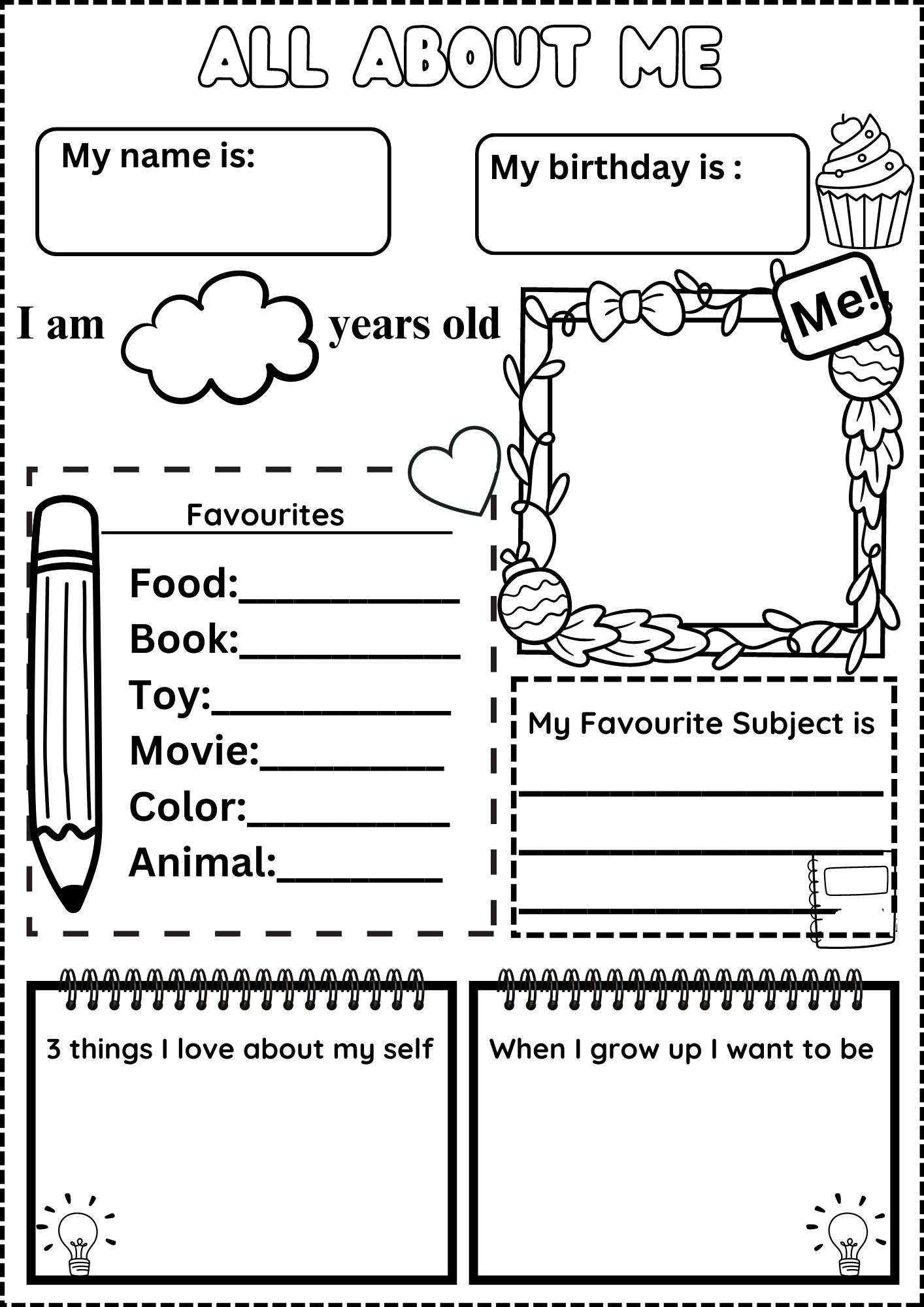 All About Me Worksheet Free inside Free Printable All About Me Worksheet