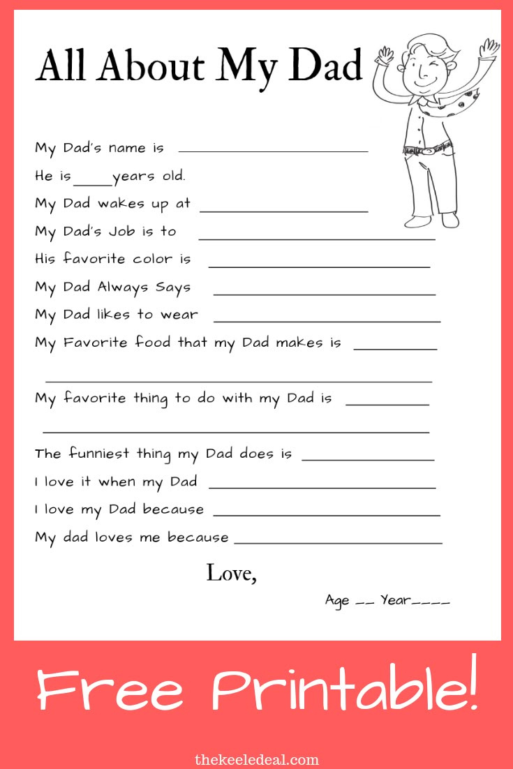 All About My Dad Questionnaire (Free Printable) - The Keele Deal with Free Printable Dad Questionnaire