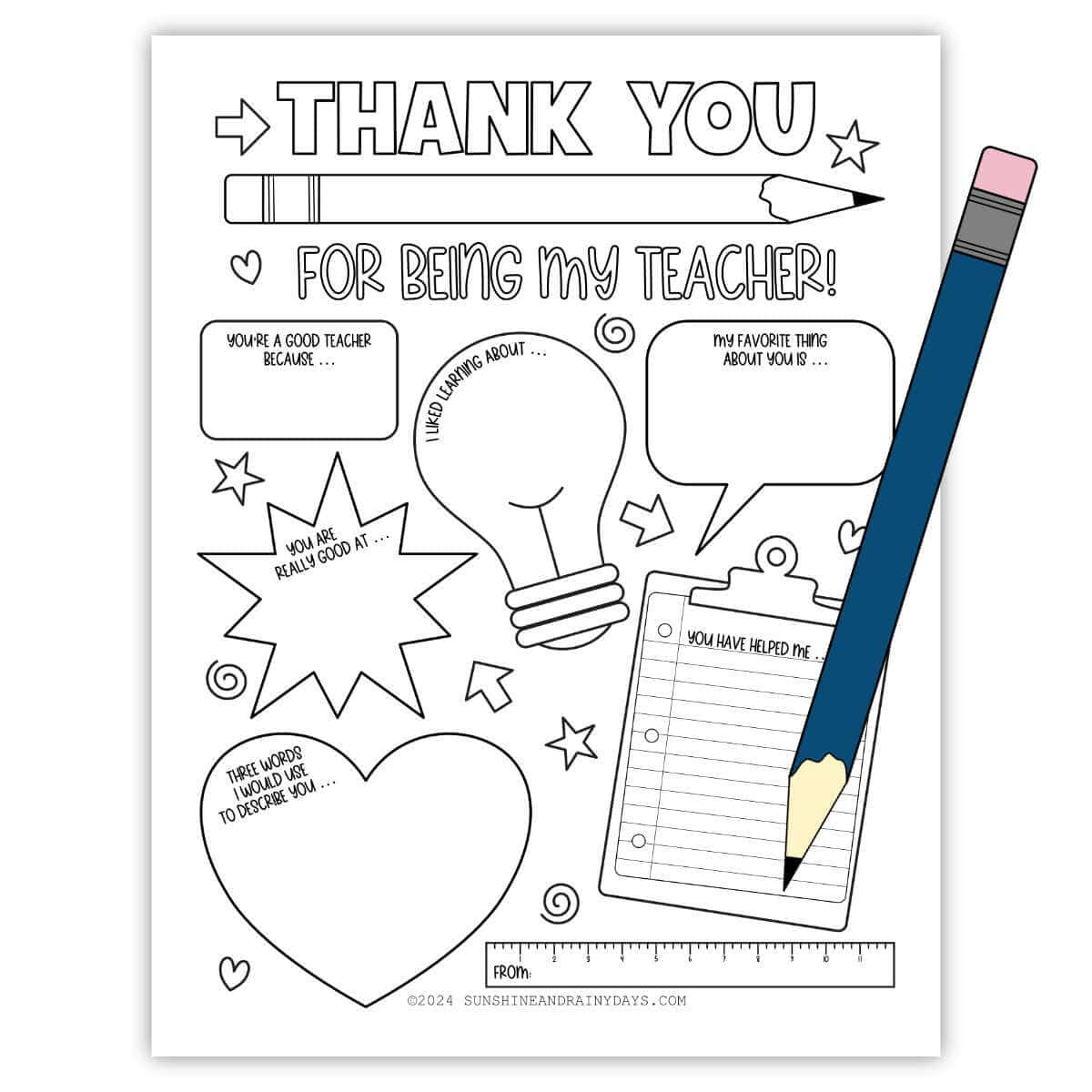 All About My Teacher Coloring Page Printable - Sunshine And Rainy Days within All About My Teacher Free Printable