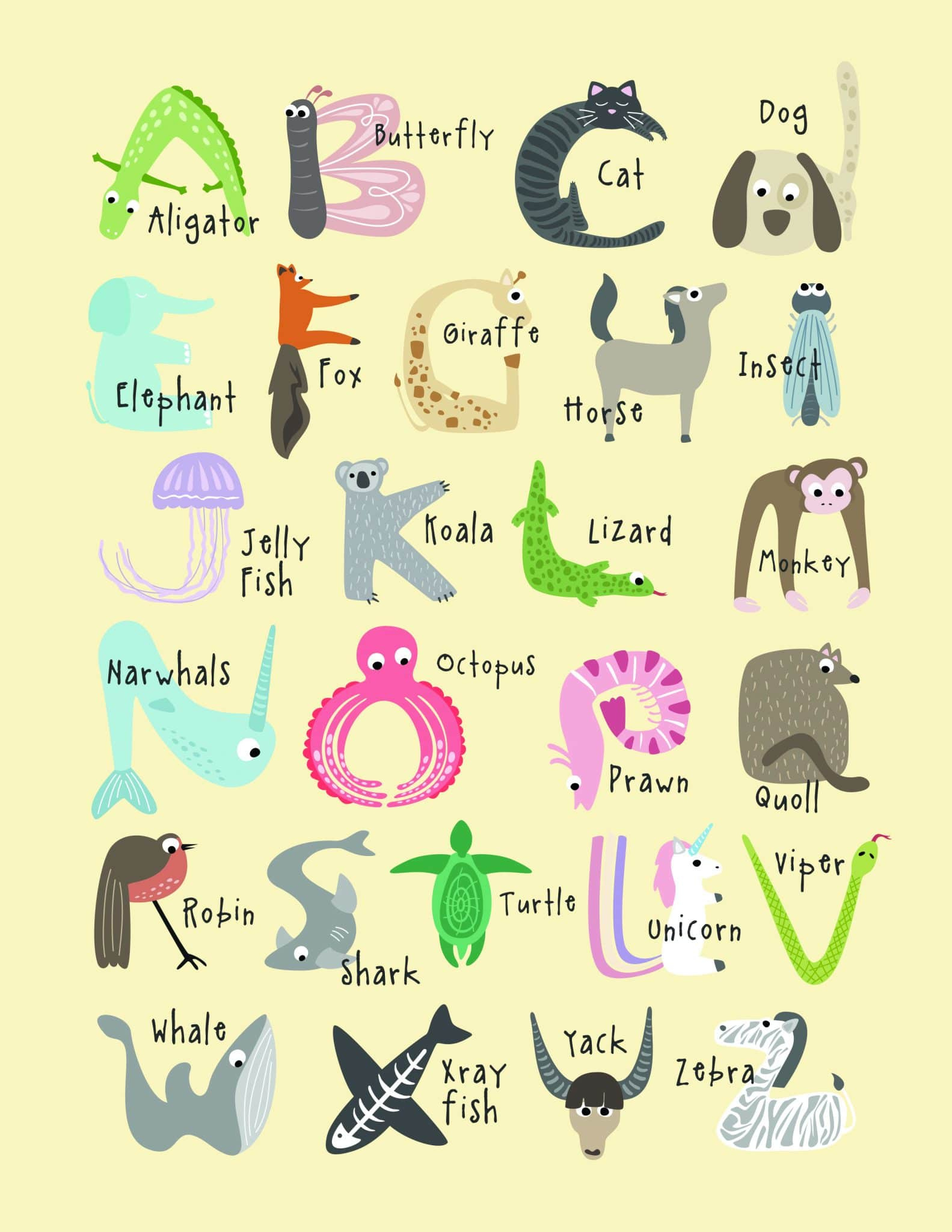 Alphabet Animals Printable - Printable Bingo Cards pertaining to Free Printable Animal Alphabet Letters