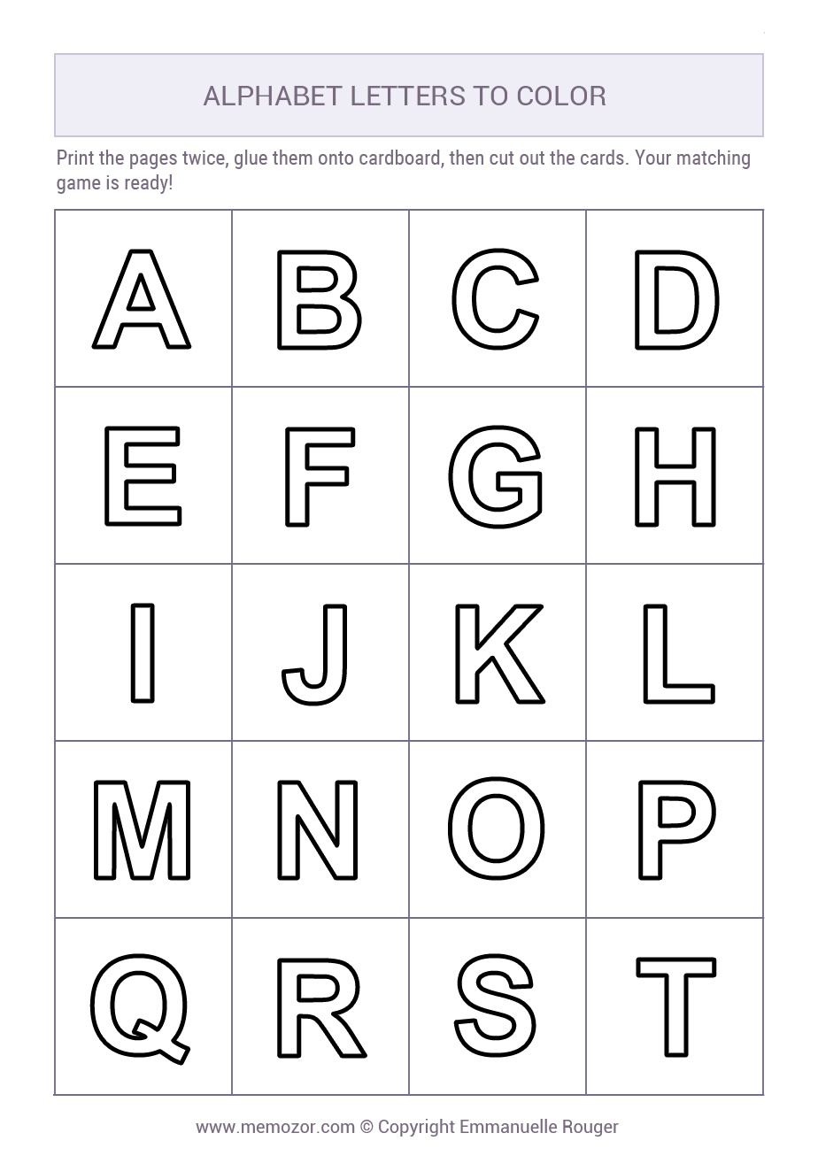 Alphabet Letters For Colouring (A-Z) - Print For Free | Memozor inside Free Printable Alphabet Letters To Color