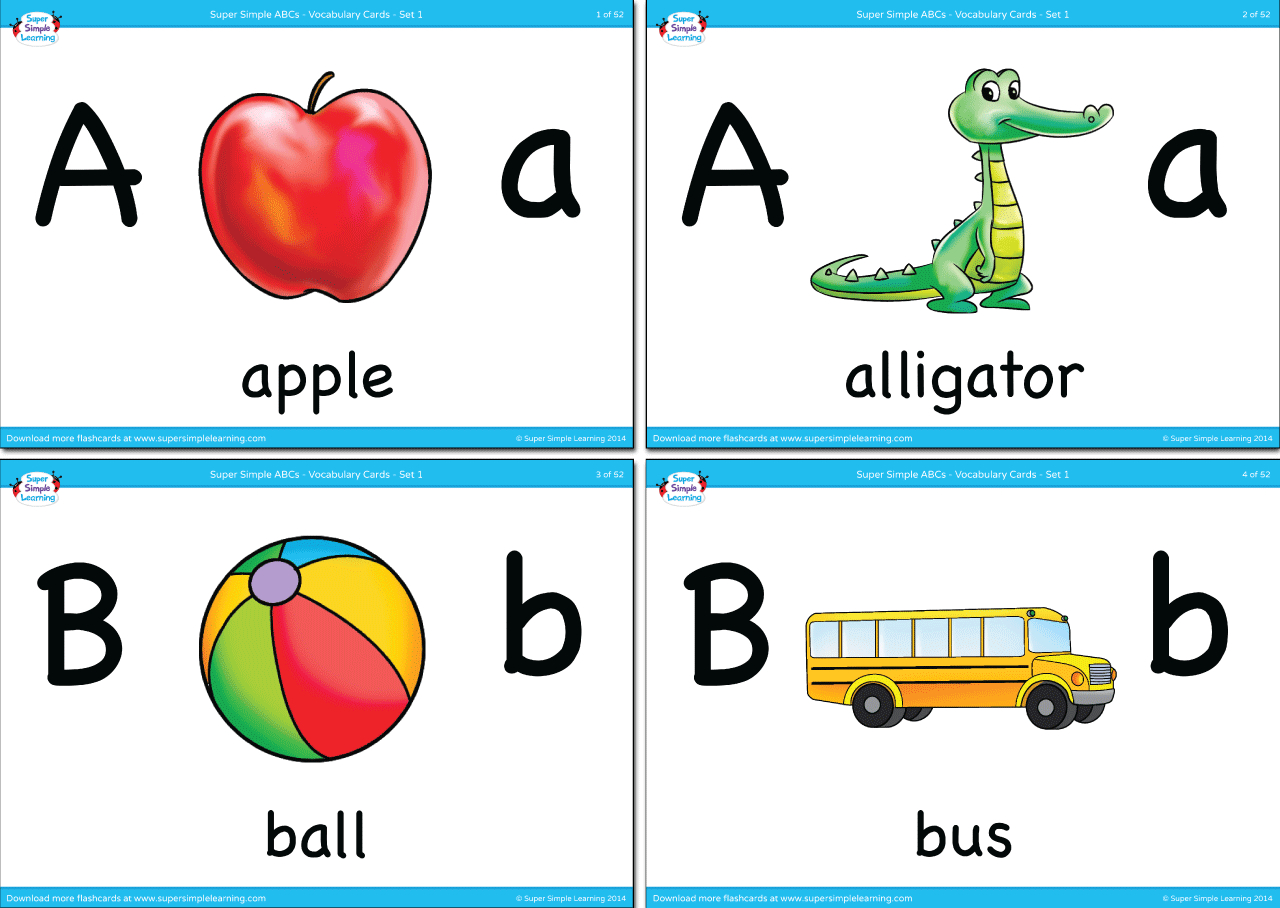 Alphabet Vocabulary Flashcards - Set 1 - Super Simple intended for Free Printable Vocabulary Flashcards