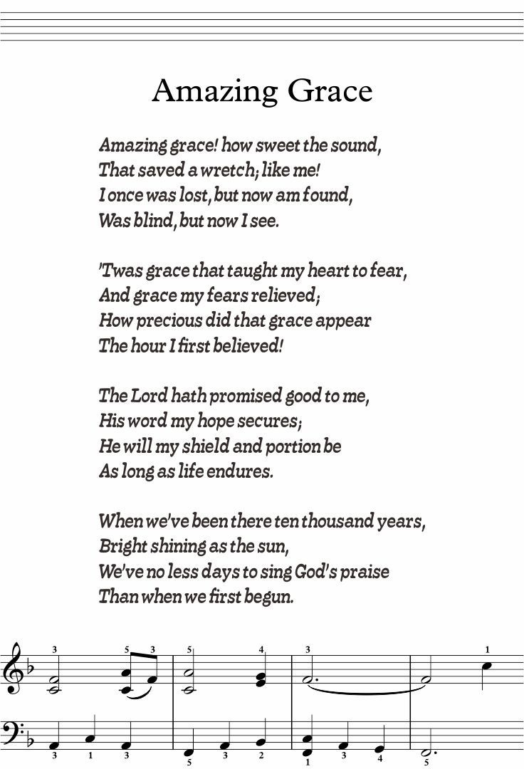 Amazing Grace Lyrics - 5 Free Pdf Printables | Printablee intended for Gospel Song Lyrics Free Printable
