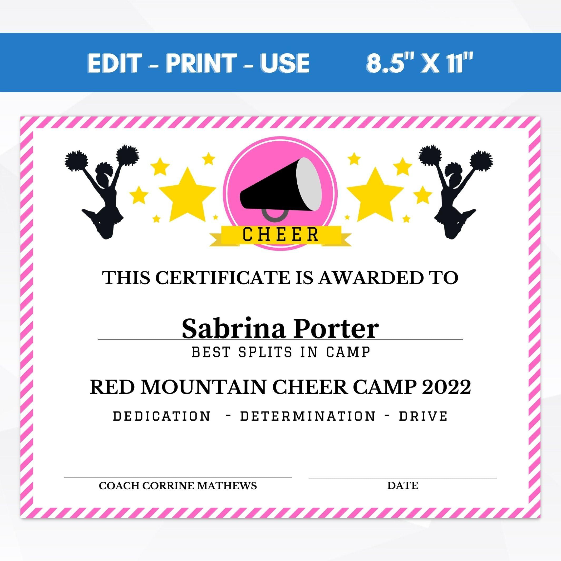 Amazon : 25 Cheerleading Certificate Of Achievement pertaining to Free Printable Cheerleader Certificates
