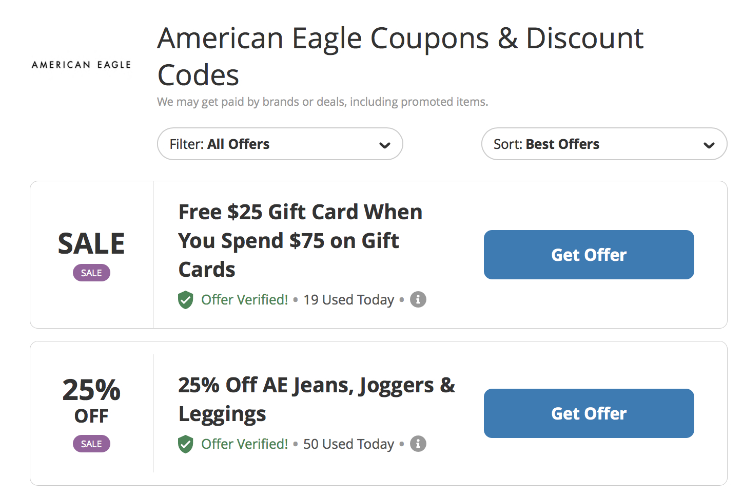 American Eagle Promo Codes - Get 20% Off In Aug 2024 - Worksheets within Free Printable American Eagle Coupons