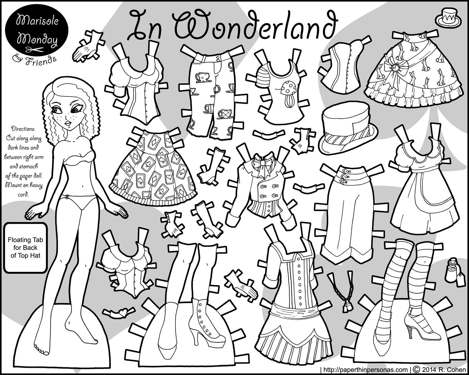 An Alice In Wonderland Paper Doll Coloring Page with regard to Free Printable Paper Doll Coloring Pages