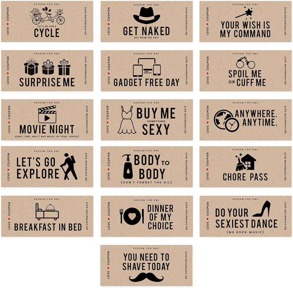Andaz Press Kraft Brown Love Coupons For Him, Her, Husband, Wife in Free Printable Kraft Food Coupons