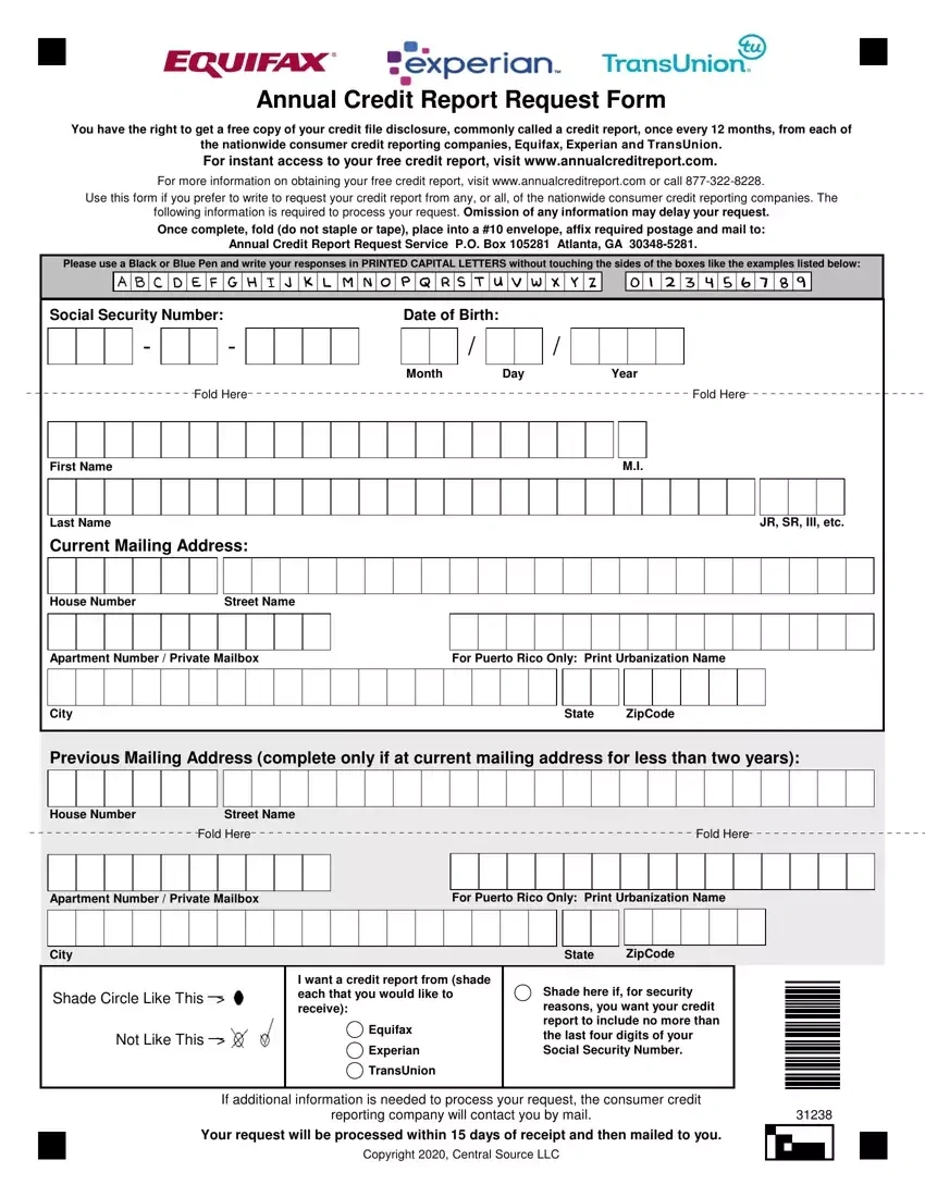 Annual Credit Report Form ≡ Fill Out Printable Pdf Forms Online in Free Printable Credit Report