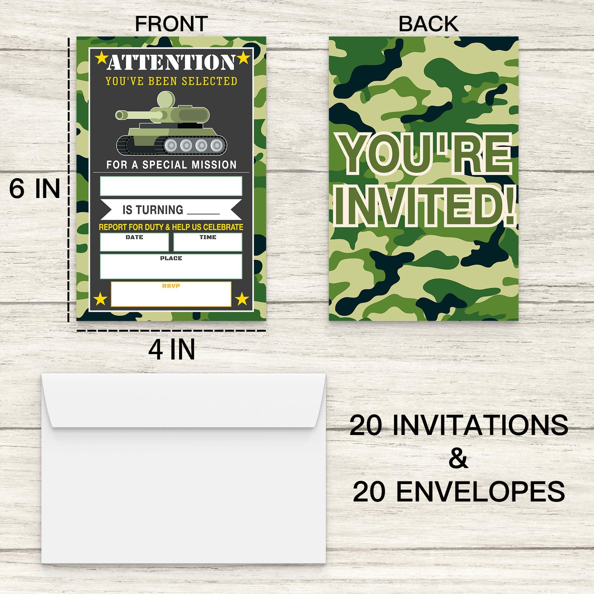 Army Birthday Invitations With Envelopes, Military Camouflage pertaining to Free Printable Camouflage Birthday Cards