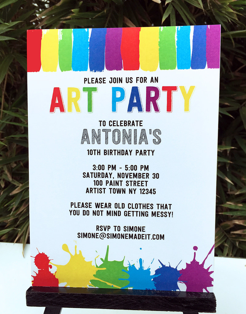 Art Birthday Party Theme Printables | Paint Party inside Simone Made It Free Printables