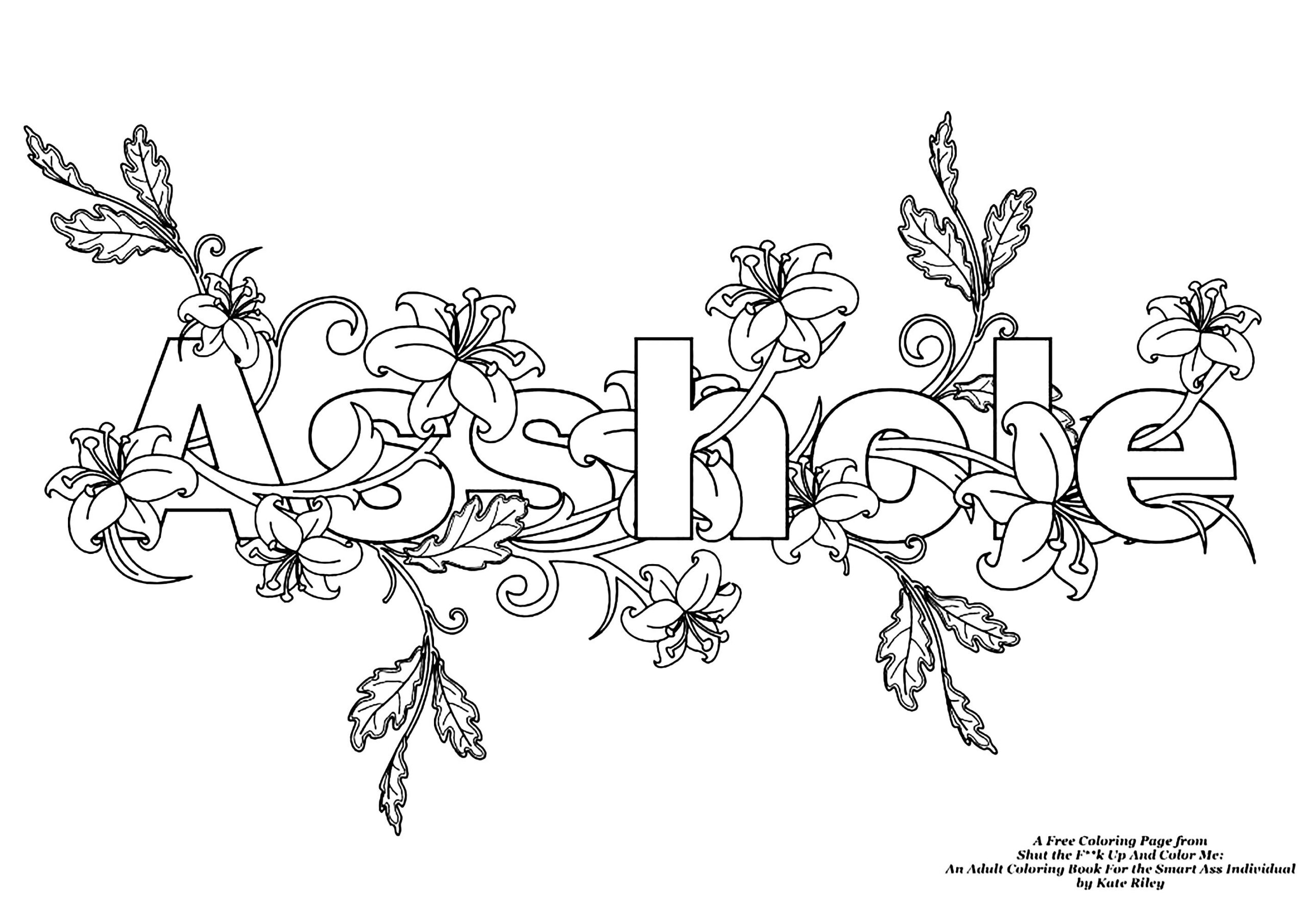 Asshole (Swear Word Coloring Page) - Swear Word Coloring Pages in Free Printable Coloring Pages For Adults Only Swear Words