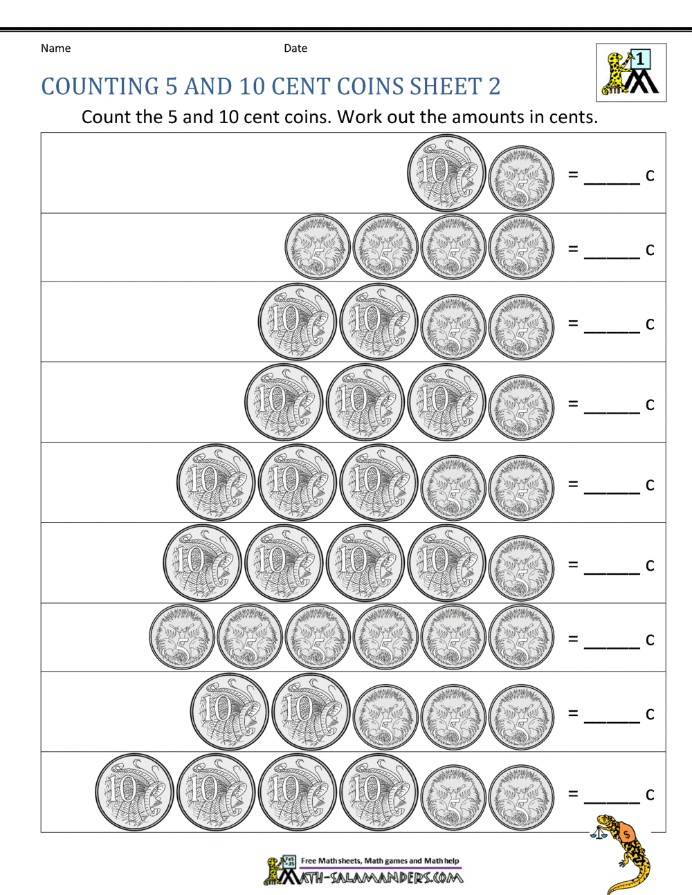 Australian Money Worksheets for Free Printable Money Worksheets Australia