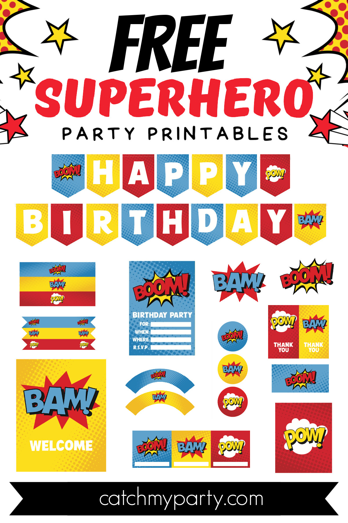 Awesome Superhero Party Printables (Free Download)! | Catch My Party pertaining to Free Superhero Printables