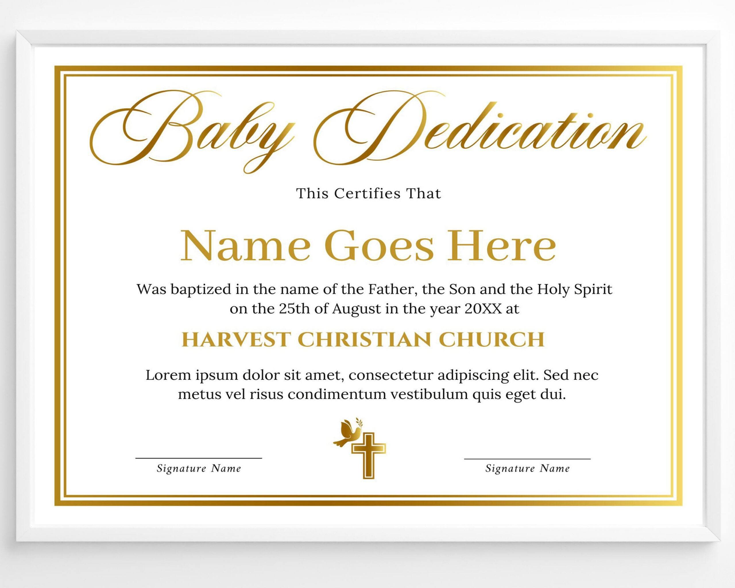 Baby Dedication Certificate Template Gold Child Dedication pertaining to Free Baby Dedication Certificate Printable
