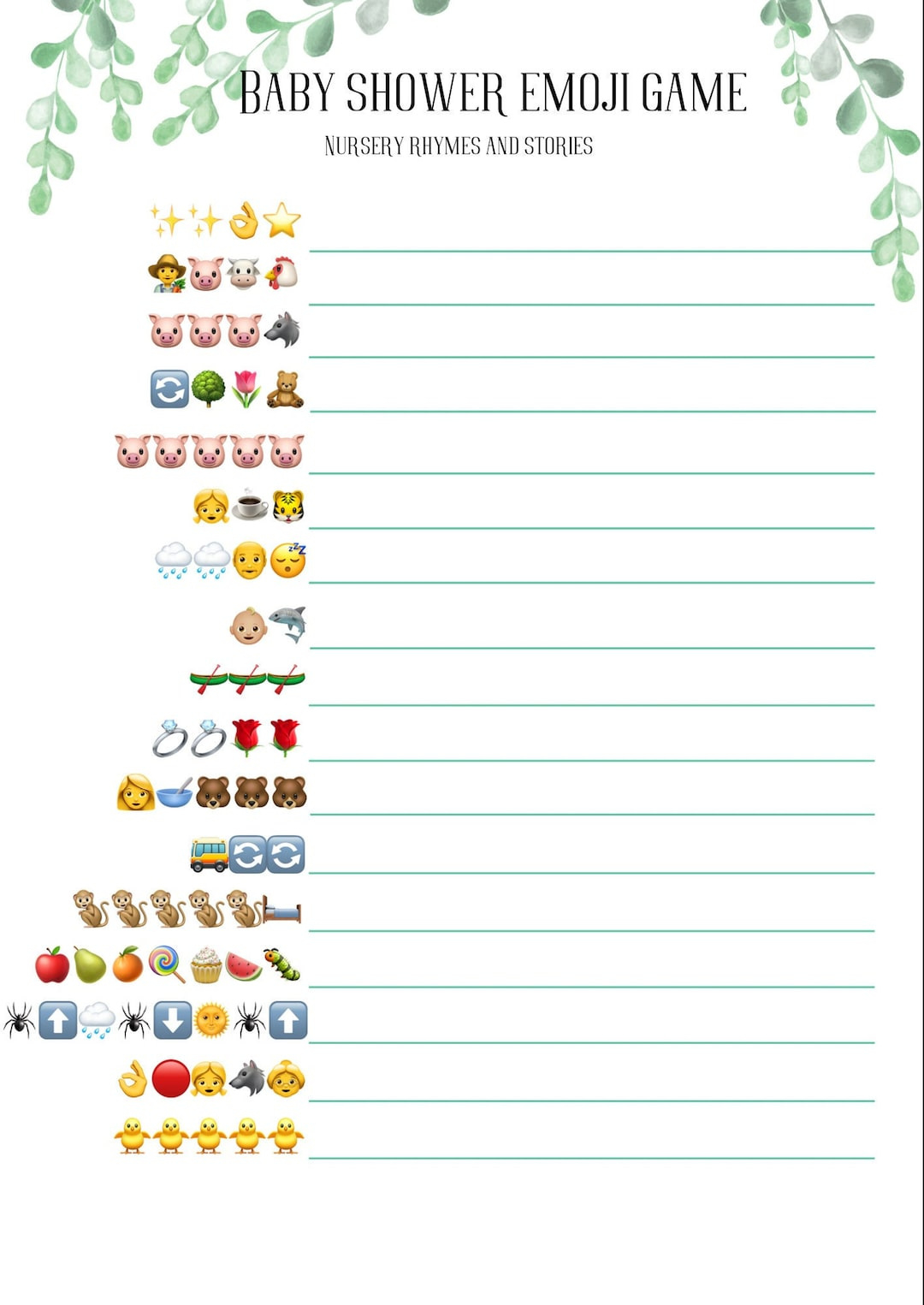 Baby Shower Emoji Game | Instant Download | Printable | Baby within Emoji Baby Shower Game Free Printable