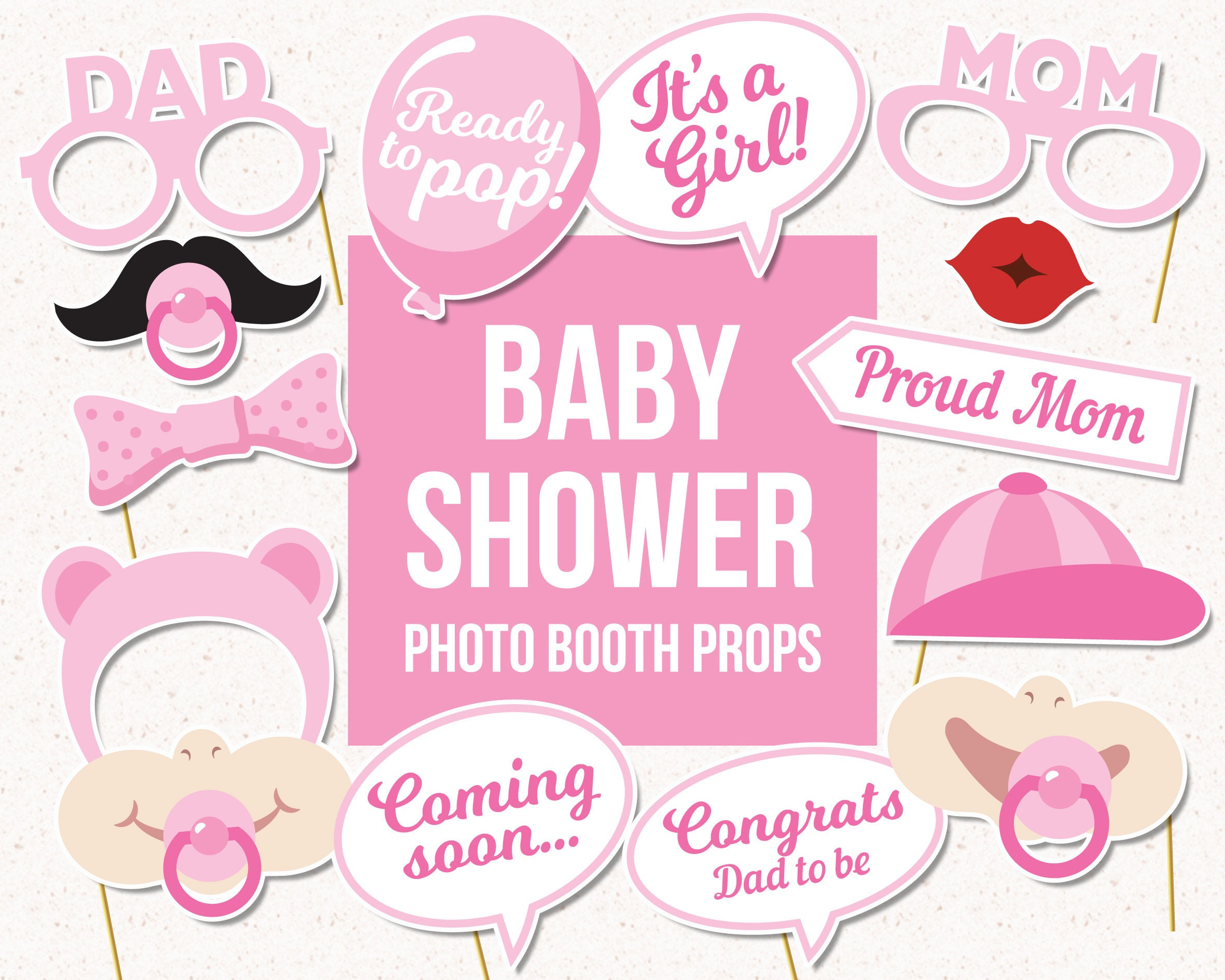 Baby Shower Girl Photo Booth Requisiten - Es Ist Ein Mädchen pertaining to Free Printable Baby Shower Photo Booth Props