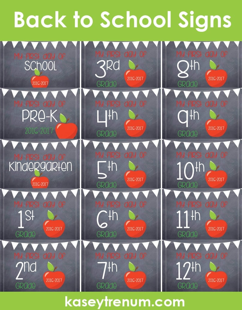 Back To School Printable Signs - Kasey Trenum intended for Free Printable Back To School Signs 2017