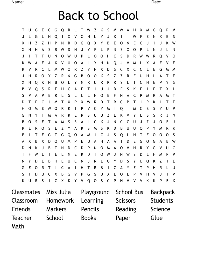 Back To School Word Search - Wordmint inside Free Printable Word Search Puzzles For High School Students