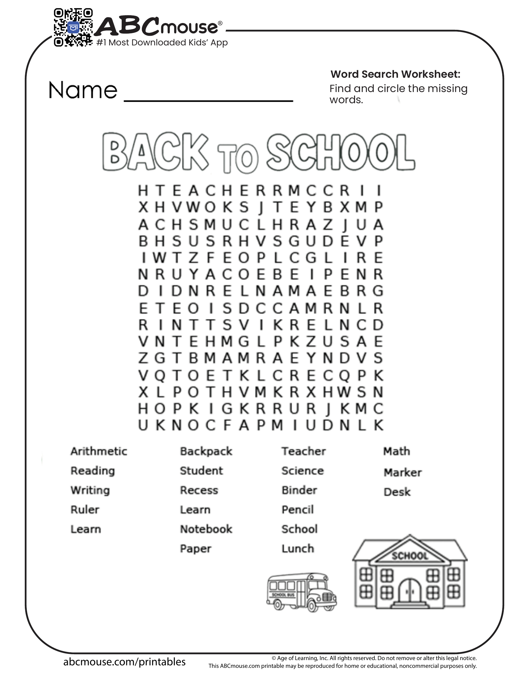 Back To School Worksheets For Kids | Abcmouse regarding Free Printable Classroom Worksheets