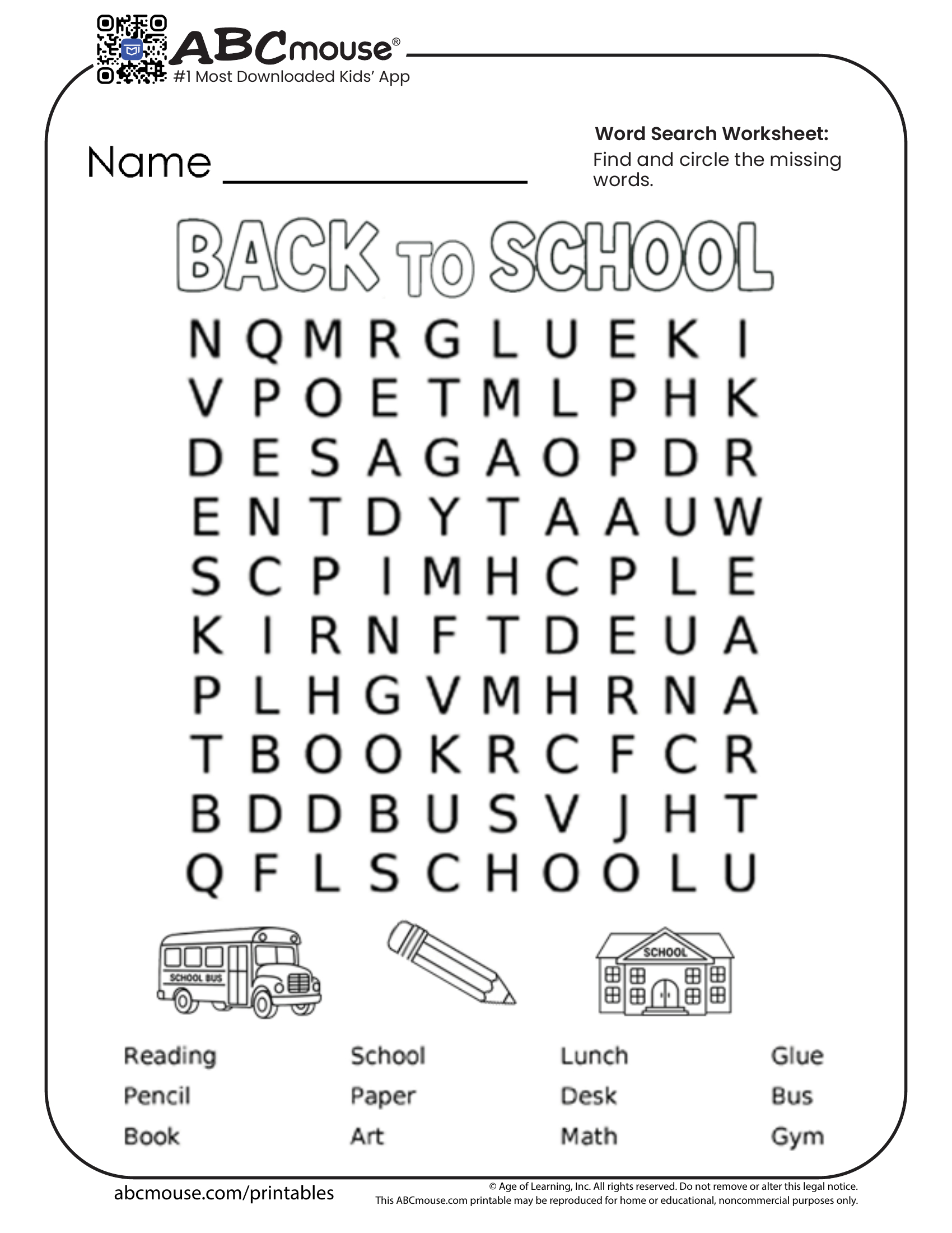 Back To School Worksheets For Kids | Abcmouse with regard to Free Printable Back To School Worksheets For First Grade