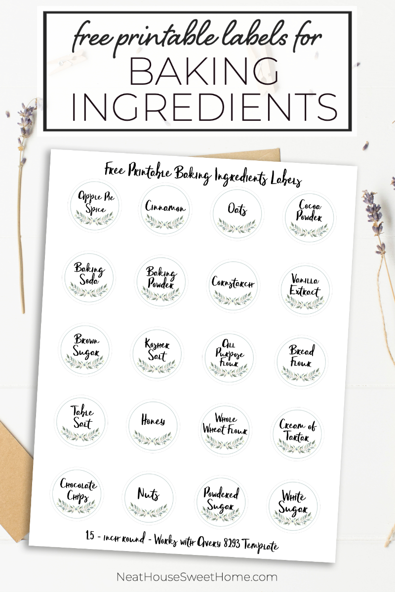 Baking Ingredients Labels • Neat House. Sweet Home for Free Printable Baking Labels
