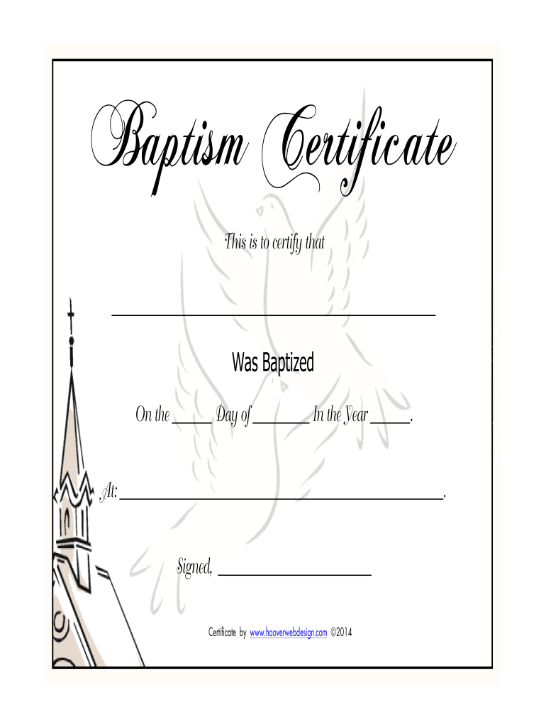 Baptism Certificate Form - Fill Online, Printable, Fillable, Blank with regard to Free Online Printable Baptism Certificates