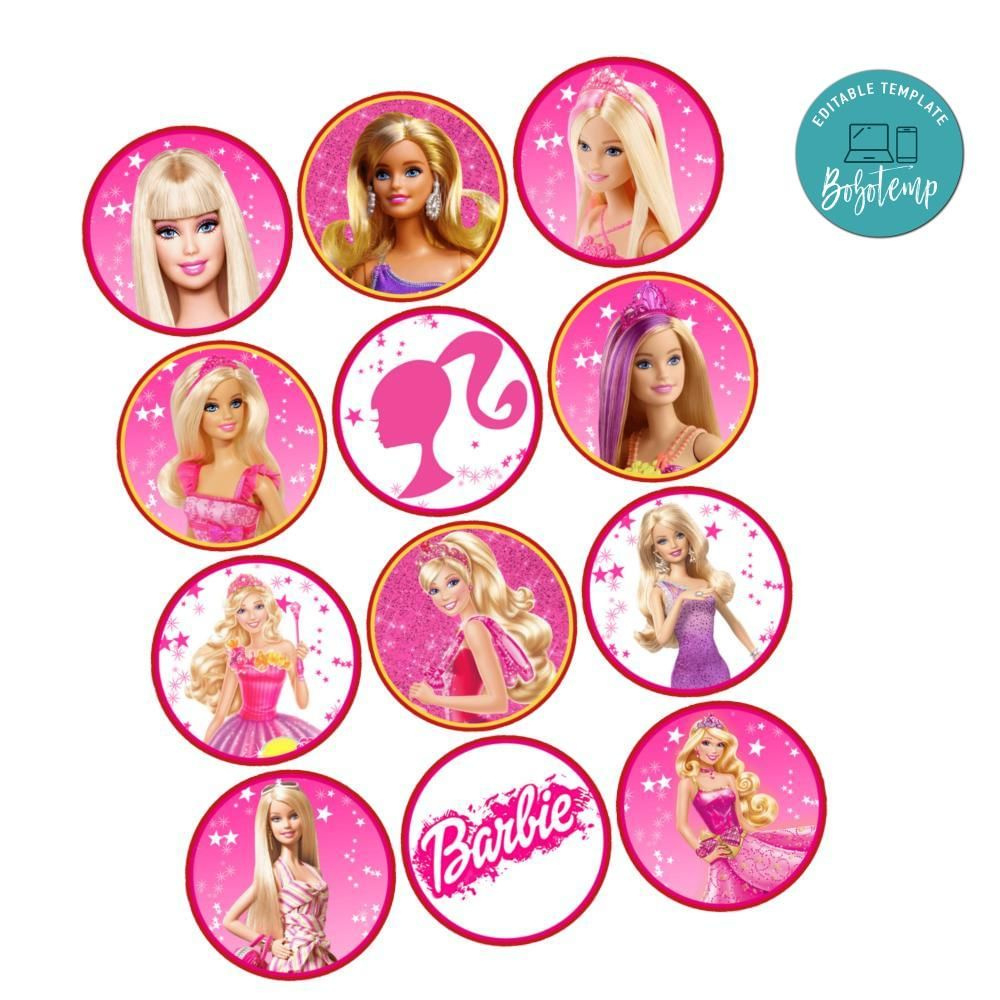 Barbie Cupcake Topper Printable 30 Stand Up Edible Wafer Paper with regard to Free Printable Barbie Cupcake Toppers