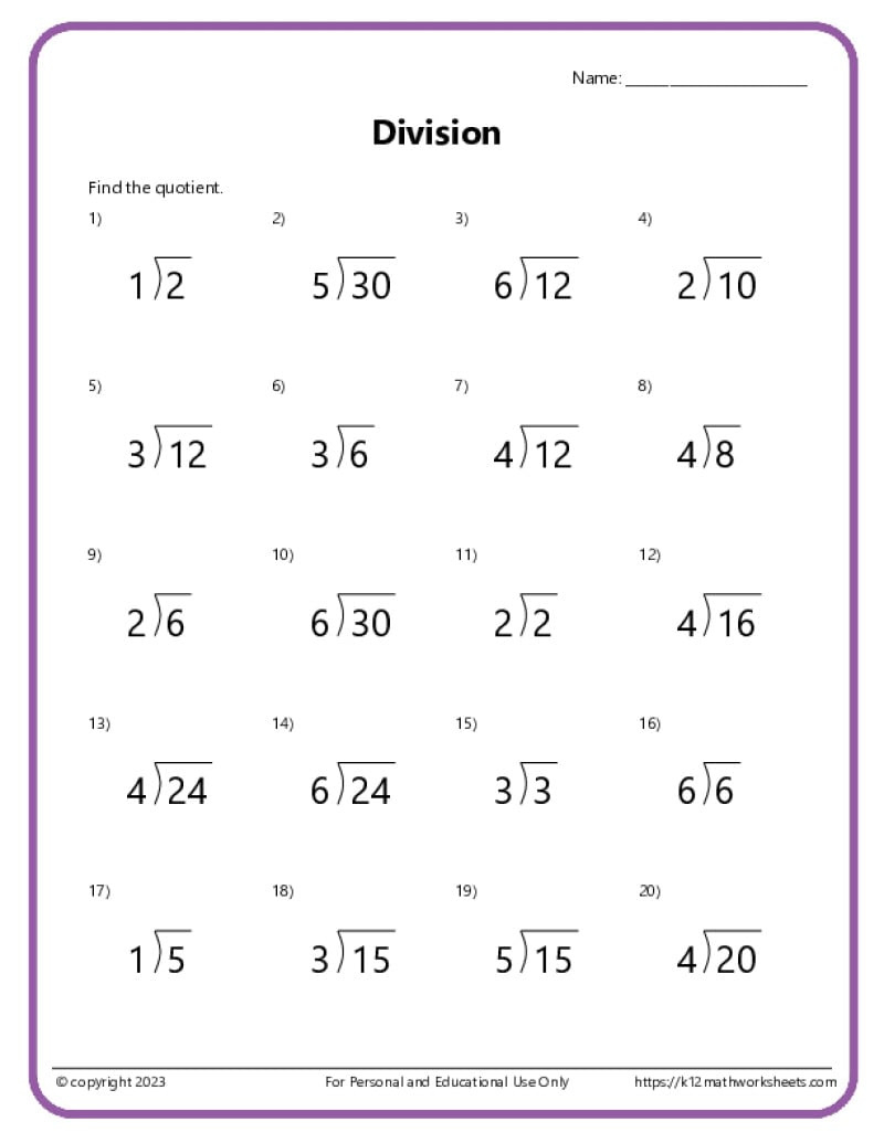 Basic Division Worksheets throughout Free Printable Division Worksheets For 5Th Grade