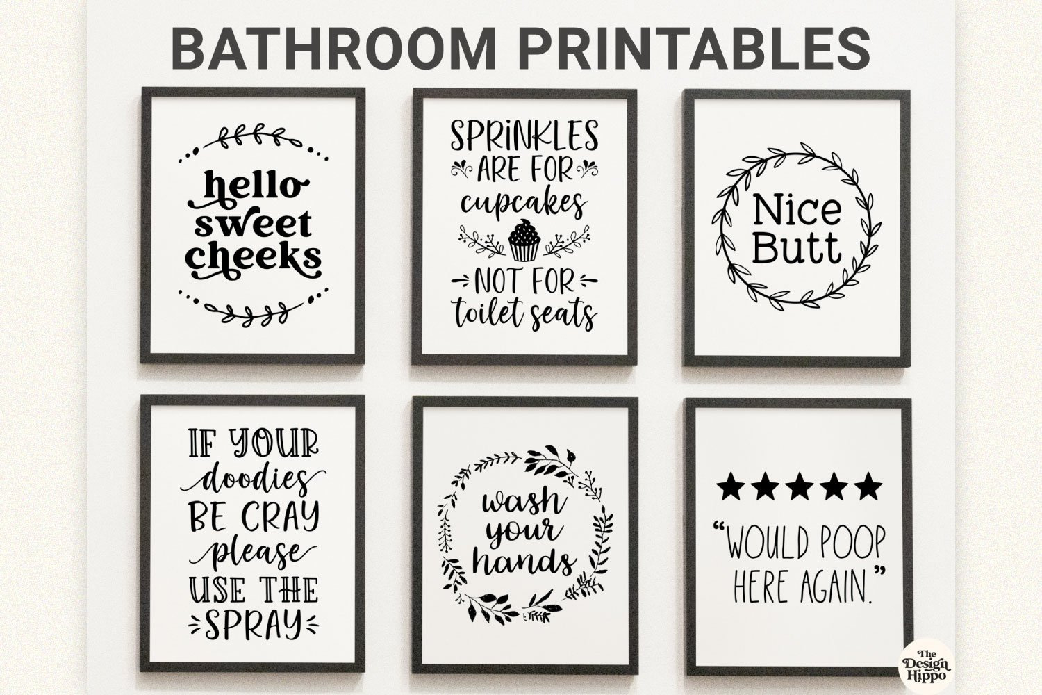 Bathroom Wall Art Printables - Set Of 6 Funny (1347999 for Free Printable Bathroom Quotes