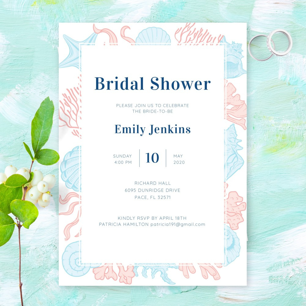 Beach Theme Bridal Shower Invitation Template Online Maker inside Free Printable Beach Theme Bridal Shower Invitations