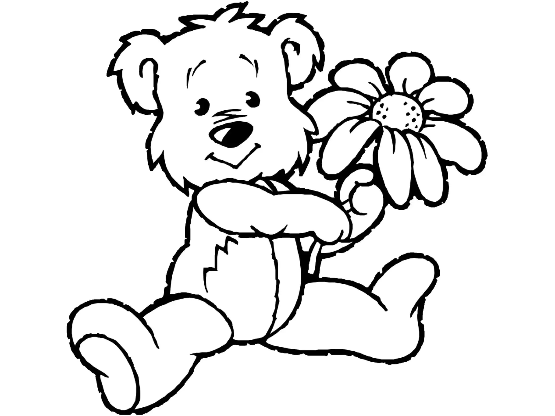 Bear And His Flower - Bears And Cubs Coloring Pages pertaining to Teddy Bear Coloring Pages Free Printable