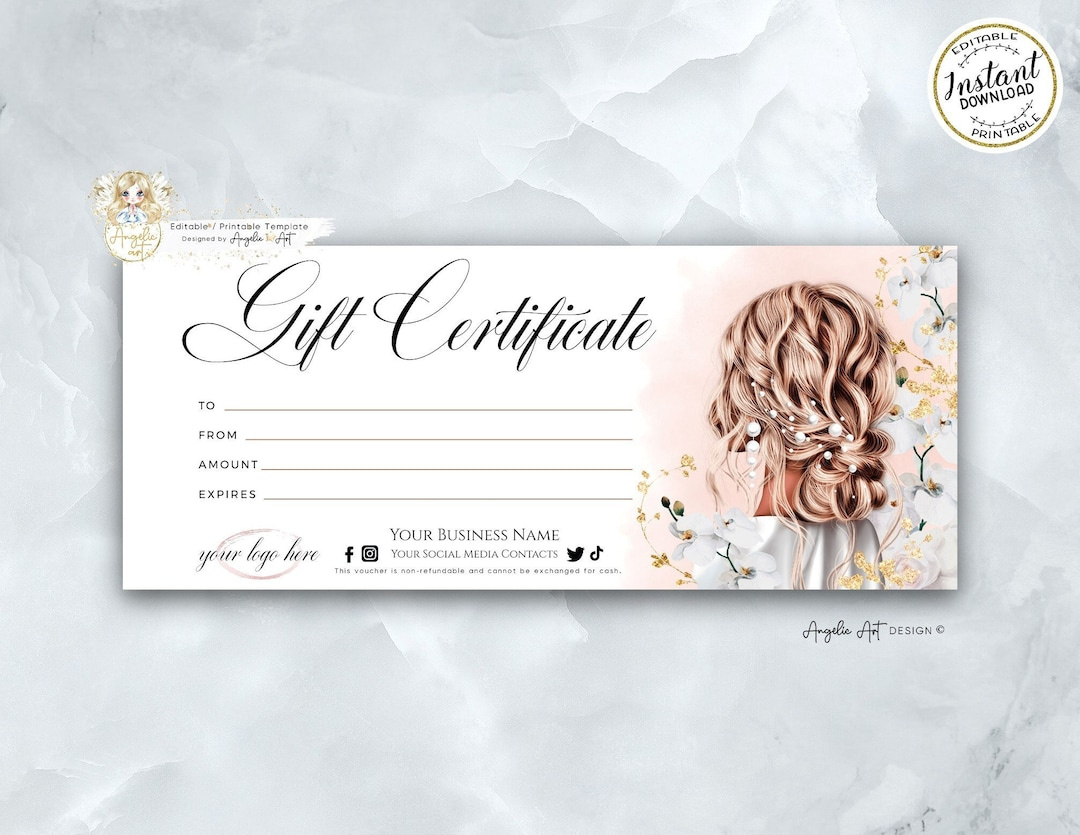 Bearbeitbare Schönheit Geschenkgutschein Vorlage Friseur Salon for Free Printable Gift Certificates For Hair Salon
