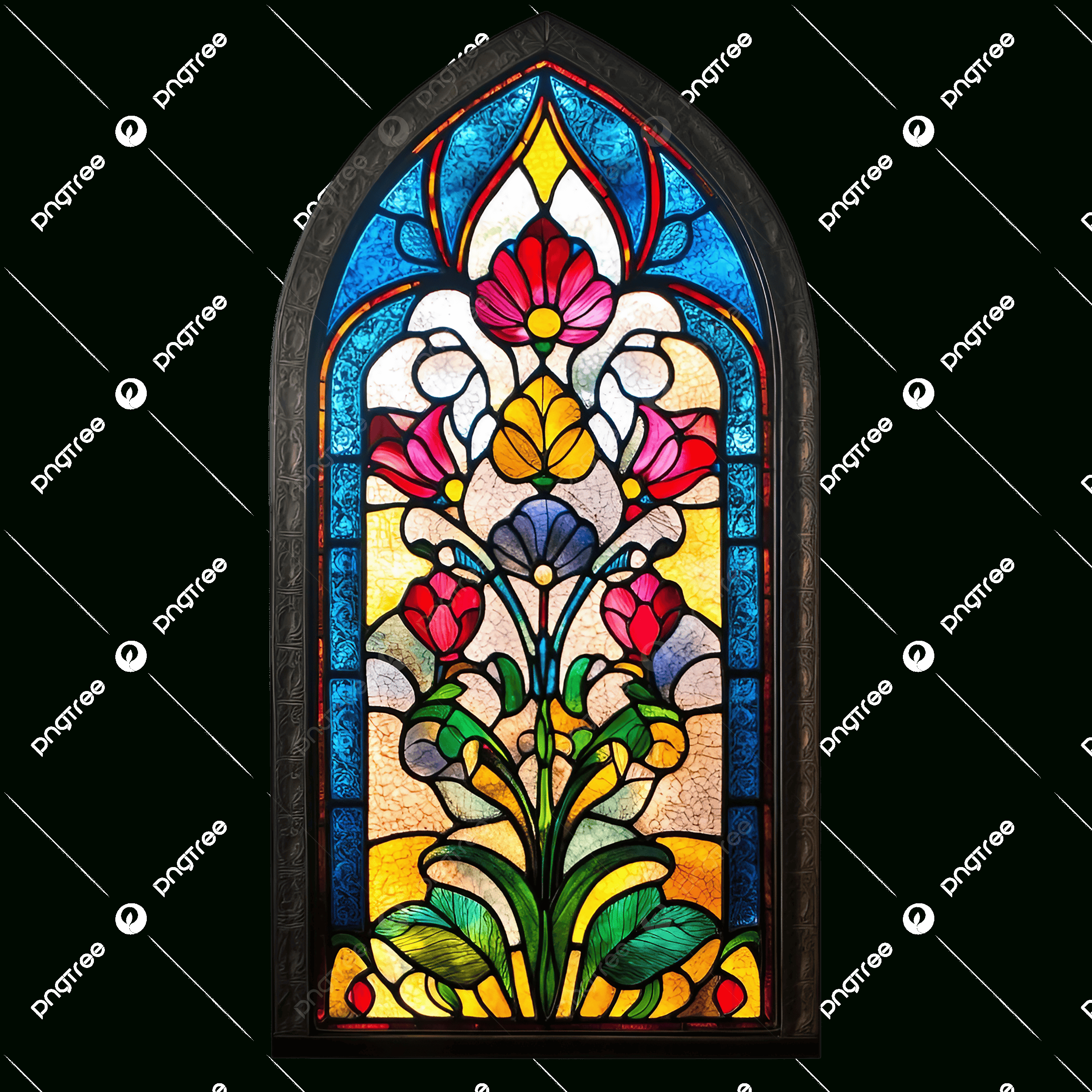 Beautiful Colorful Stained Glass Window With Floral Pattern For regarding Free Printable Religious Stained Glass Patterns