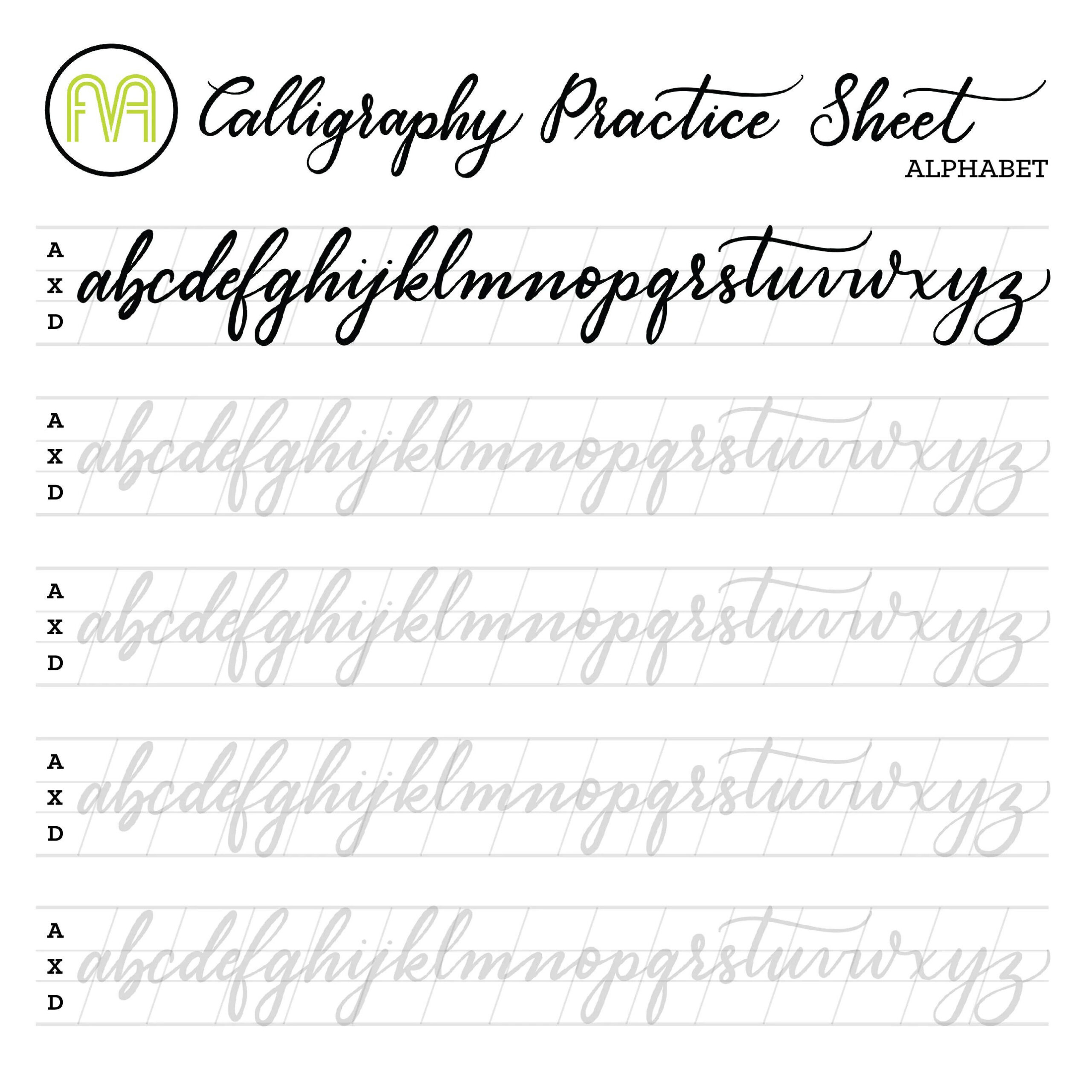 Beginner Printable Calligraphy Practice Sheets - Printable Party within Calligraphy Practice Sheets Printable Free