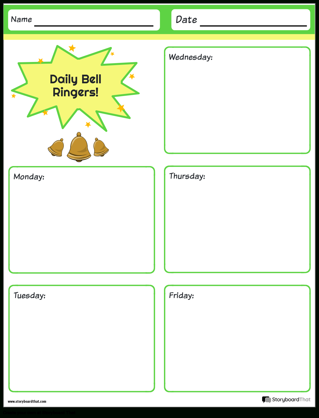 Bell Ringer Worksheets: Free Templates From Storyboard That regarding Free Printable Bell Ringers