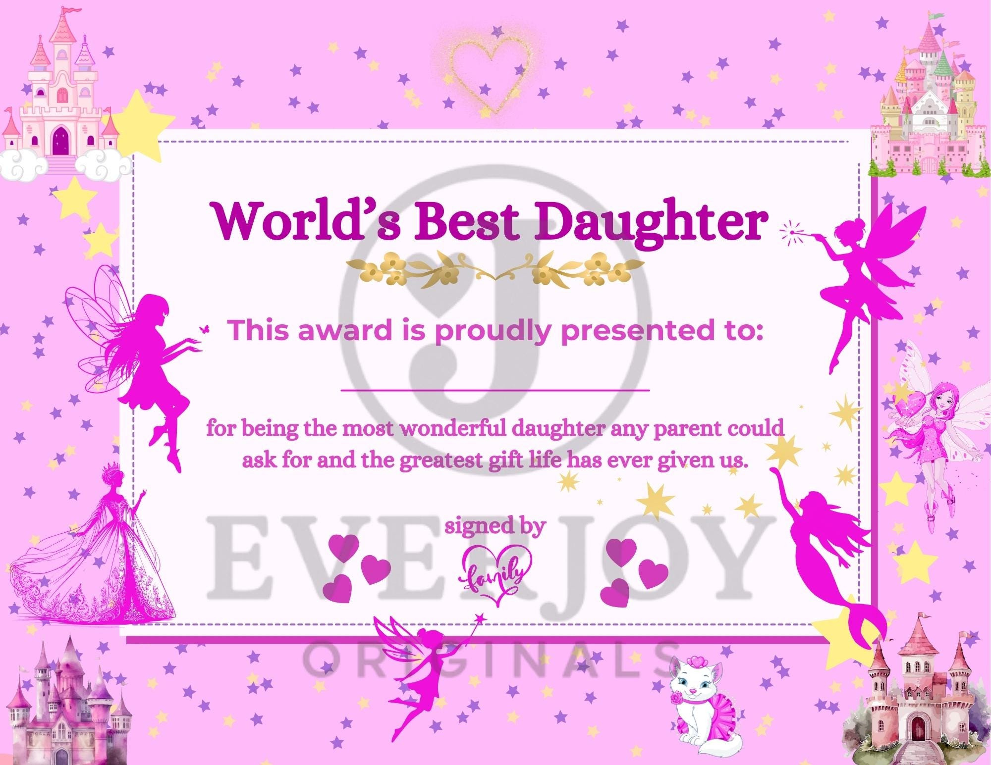 Best Daughter Award Certificate, Birthday Gift Printable Best pertaining to Free Printable Best Daughter Certificate